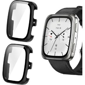 متوافق مع حافظة Amazfit Active 2 المربعة، حافظة Lamshaw الصلبة من البولي كربونات مع واقي شاشة من الزجاج المقوى متوافق مع الساعة الذكية Amazfit Active 2 Square (أسود + وردي) in Kuwait