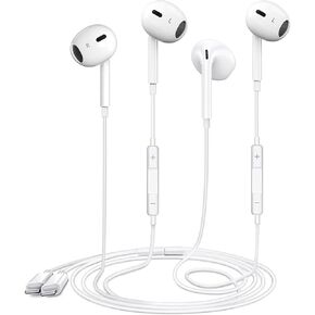 Earbuds for iPhone Wired Headphones with Built-in Microphone & Volume Control HiFi Stereo Noise Reduction Wired Earphones for iPhone 14/13/12/11/XR/XS/X/8/7/SE All iOS, Plug and Play, White 2 Packs in Saudi Arabia