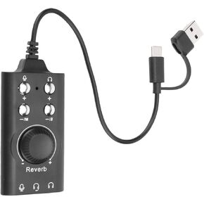 USB Sound Adapter, Virtual 7.1 Surround Sound Card with Volume Control, Male to Female Voice Changer, for Win11, 10, in Kuwait
