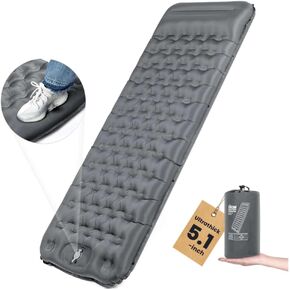 Hikenture Camping Sleeping Pad with Foot Pump, Camping Mattress Ultra-Thick 5.1 Inch, Ergonomic Backpacking Sleeping Mat, Ultralight, Inflatable &Compact Tent Camp Mat in Kuwait