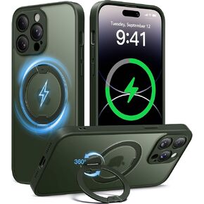 Magnetic Unbreakable Stand for iPhone 16 Pro Max Case, [Anti-Slip] [Military-Grade Protection] [Compatible with MagSafe] Slim Translucent Matte Wireless Charging Phone Cover, Black in Kuwait