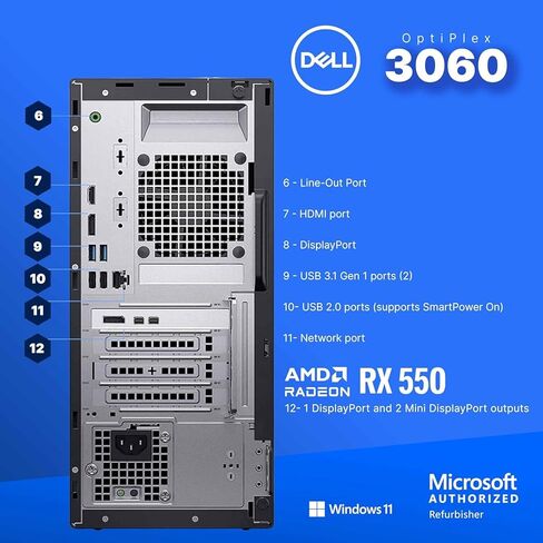 Dell OptiPlex 3060 Tower PC | Intel Core i5-8500 | 16GB RAM | 1TB SSD | Quadro P620 | Windows 11 Pro | WiFi | BT | Periphio Keyboard & Mouse | RGB Speakers - Renewed in Saudi Arabia
