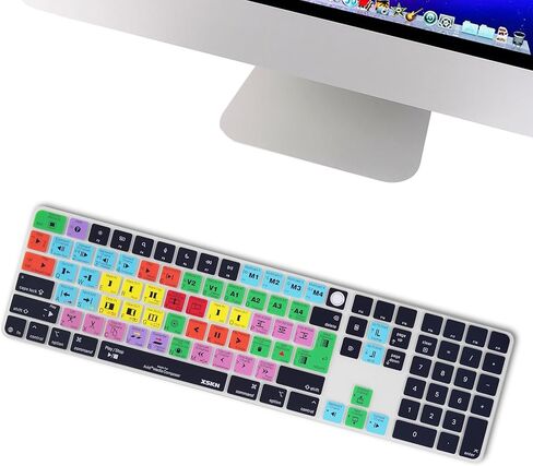 XSKN Avid Media Composer Shortcuts Keyboard Cover Skin Fits for Apple 2024 iMac M4 Chip Magic Keyboard with Touch ID and Numeric Keypad A3119 in Saudi Arabia