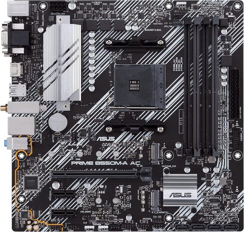 اللوحة الأم ASUS Prime B550M-A AC AMD AM4 (الجيل الثالث Ryzen™) Micro ATX (PCIe 4.0، WiFi، ذاكرة ECC، 1 جيجا بايت LAN، HDMI 2.1/D-Sub، 4K@60HZ، رأس RGB قابل للعنونة من الجيل الثاني ومزامنة Aura) (متجدد) in Kuwait