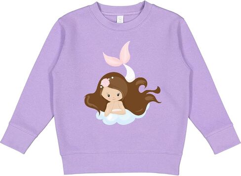 inktastic Cute Mermaid, Little Mermaid, Brown Hair, Pink Toddler Sweatshirt in Saudi Arabia