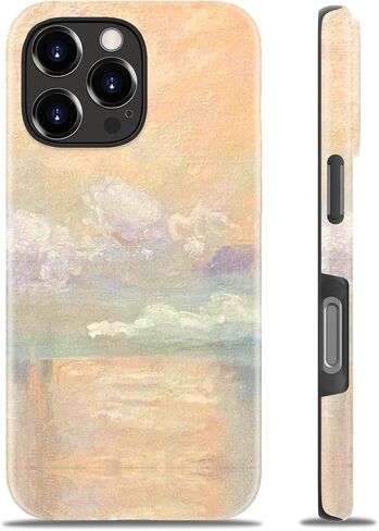 حافظة لهاتف iPhone 16 Pro Max لطيفة - متوافقة مع الشحن اللاسلكي - هيكل صلب مزدوج الطبقة + غطاء سيليكون - حافظة هاتف واقية بتصميمات جمالية عصرية للنساء - الغيوم والماء in Kuwait
