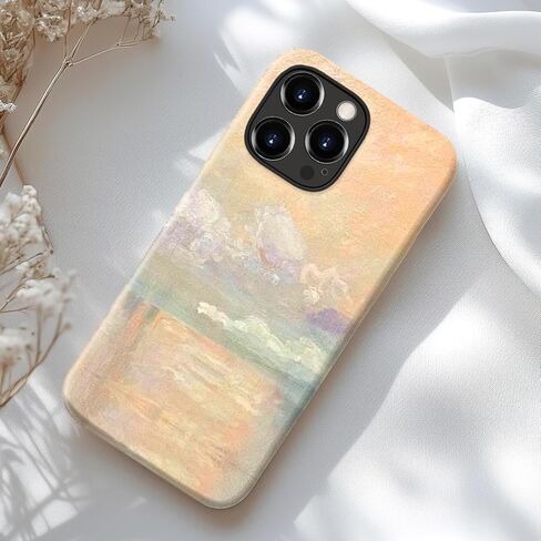 حافظة لهاتف iPhone 16 Pro Max لطيفة - متوافقة مع الشحن اللاسلكي - هيكل صلب مزدوج الطبقة + غطاء سيليكون - حافظة هاتف واقية بتصميمات جمالية عصرية للنساء - الغيوم والماء in Kuwait