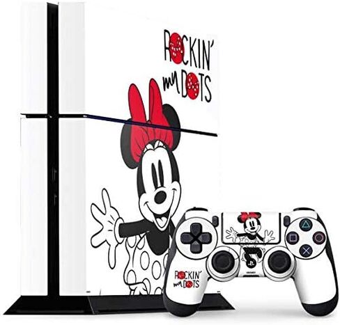 ملصق Skinit المخصص للألعاب متوافق مع وحدة تحكم PS4 وحزمة وحدة التحكم - تصميم Disney Minnie Mouse Rockin My Dots المرخص رسميًا in Kuwait