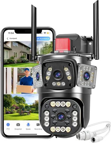 KEPEAK Floodlight Camera, Wireless Security Camera Outdoor Pan/Tilt, WiFi Cameras, 360° Panoramic View, Color Night Vision in Saudi Arabia