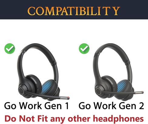 وسائد أذن بديلة من SOULWIT لسماعات الرأس اللاسلكية JLab Go Work/Go Work Gen 2، وسائد أذن مع جلد بروتين ناعم وإسفنج عالي الكثافة ذو ذاكرة - أسود in Kuwait