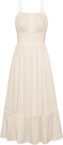 غريس كارين المرأة 2025 فستان الصيف غير الرسمي أكياس السباغيتي حزام مزخرف شاطئ شاطئ طويل الطويل مع جيوب in Kuwait