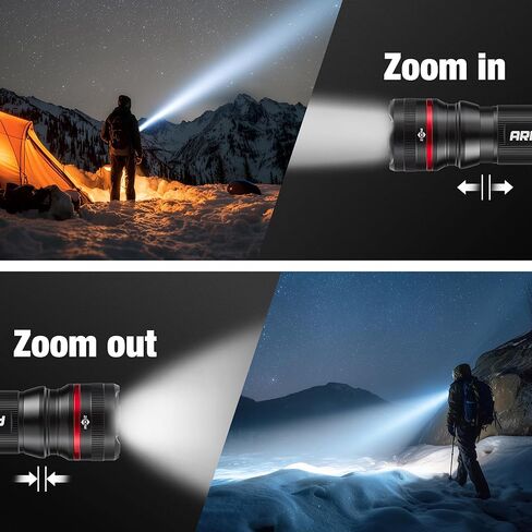 مصباح يدوي LED بقوة 500 لومن، ضوء فلاش قابل للتكبير مع أوضاع عالية ومنخفضة، مصابيح يدوية ساطعة للاستخدام في الهواء الطلق أو التخييم أو الإصلاح أو الاستخدام في حالات الطوارئ، تتضمن 3 بطاريات AAA in Kuwait