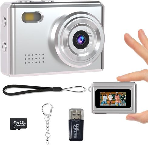 Mini Keychain Camera, 1080P HD Video Recorder with 16GB SD Card, Retro Tiny Digital Camera with 12MP 0.96'' Screen, Vintage Small Camera for Kids, Teens, and Beginners (Rose Gold) in Kuwait