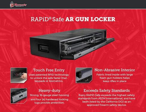 Hornady RAPiD Safe AR Gun Locker مع دخول مجاني باللمس RFID - بندقية مقاومة للعبث آمنة مثالية لتخزين ملحقات الأسلحة والبنادق والبنادق - بندقية بندقية شديدة التحمل آمنة للمنزل والمركبة - 98190 in Saudi Arabia