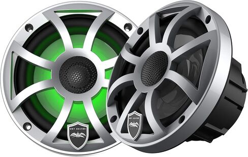 الأصوات الرطبة REVO 6-XSS Silver Open XS Grille 6.5 بوصة مكبرات الصوت المحورية LED البحرية (زوج) (متجددة) in Saudi Arabia