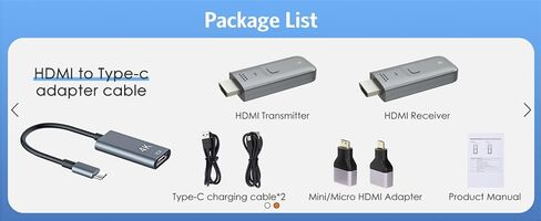 جهاز إرسال واستقبال HDMI لاسلكي 4K، 2.4G/5G التوصيل والتشغيل طقم موسع HDMI لاسلكي محمول لبث الفيديو والصوت للشاشة من الكمبيوتر المحمول/الكمبيوتر الشخصي/صندوق التلفزيون/جهاز العرض in Saudi Arabia