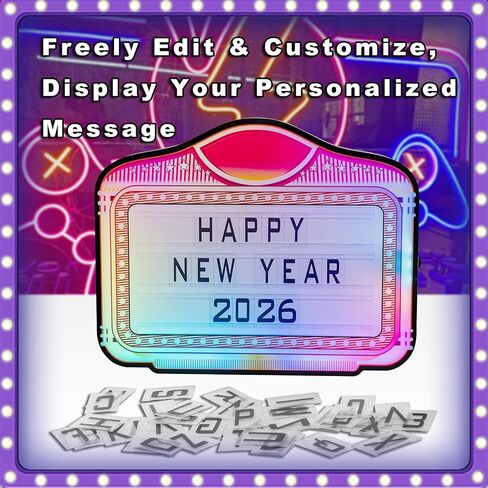 مقدم زجاجة بأحرف LED، علامة خدمة زجاجة VIP، صندوق إضاءة محمول مع تغيير اللون للملهى الليلي، البار، الحفلات، أعياد الميلاد والزفاف - إطار أكريليك مع 4 مجموعات من الحروف ومجموعة رقمين in Kuwait