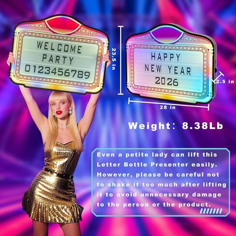 مقدم زجاجة بأحرف LED، علامة خدمة زجاجة VIP، صندوق إضاءة محمول مع تغيير اللون للملهى الليلي، البار، الحفلات، أعياد الميلاد والزفاف - إطار أكريليك مع 4 مجموعات من الحروف ومجموعة رقمين in Kuwait