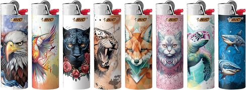 BIC Maxi Pocket Lighter, Special Edition Tattoos Collection, Assorted Unique Lighter Designs, 50 Count Tray of Lighters in Saudi Arabia