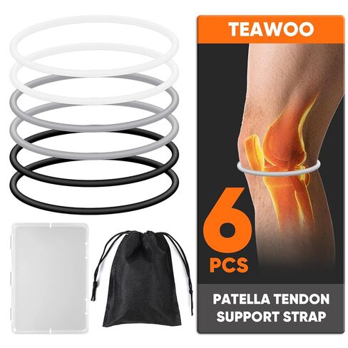 6PCS Patellar Tendon Support Strap (Black/White/Gray, 2 Each), Knee Pain Relief Patella Bands for Sports, Elastic Silicone Knee Brace for Men & Women, Portable for Gym, Running, Basketball in Saudi Arabia