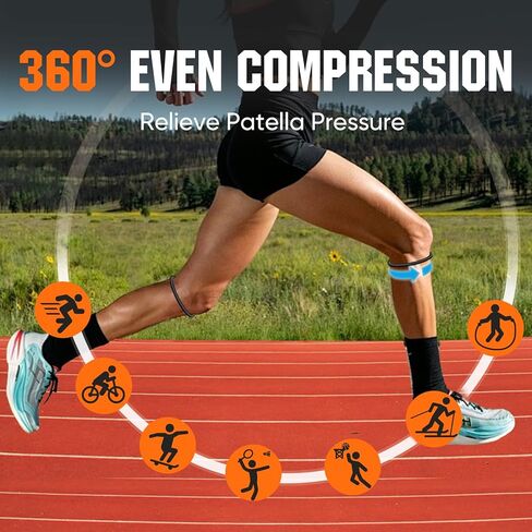 6PCS Patellar Tendon Support Strap (Black/White/Gray, 2 Each), Knee Pain Relief Patella Bands for Sports, Elastic Silicone Knee Brace for Men & Women, Portable for Gym, Running, Basketball in Saudi Arabia