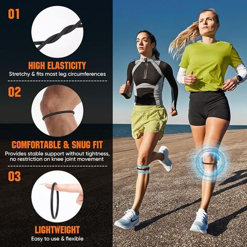 6PCS Patellar Tendon Support Strap (Black/White/Gray, 2 Each), Knee Pain Relief Patella Bands for Sports, Elastic Silicone Knee Brace for Men & Women, Portable for Gym, Running, Basketball in Saudi Arabia