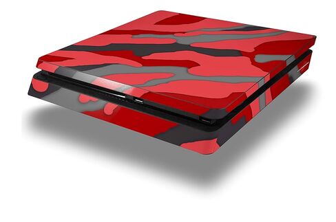 غلاف لاصق من الفينيل متوافق مع وحدة التحكم Sony PlayStation 4 Slim باللون الأحمر المموه (جهاز PS4 غير متضمن) in Kuwait