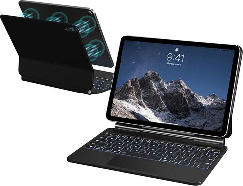aoub Floating Magnetic Keyboard for iPad A16 11th /10th Generation 11 inch/ 10.9 inch 2025/2022, Touchpad Keyboard with 7 Color Backlit, Black in Kuwait