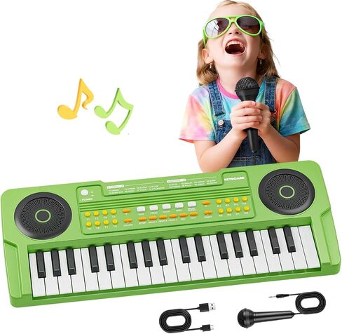 Upgraded Kids Piano Keyboard – 37 Keys Toddler Keyboard with Microphone Learning Instrument Musical Toys for 3 4 5 6 Boys Girls Birthday Gift, Black in Saudi Arabia