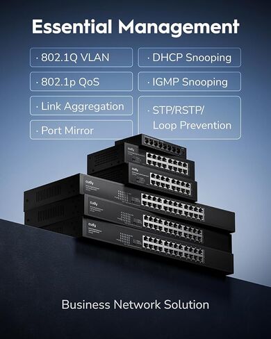 Cudy GS1024E 24 Port Light Smart Gigabit Switch، التوصيل والتشغيل، معدن قوي، منافذ محمية QoS، VLAN، IGMP LAG، علبة فولاذية قابلة للتركيب على الرف in Saudi Arabia