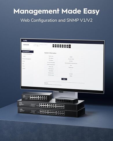 Cudy GS1024E 24 Port Light Smart Gigabit Switch، التوصيل والتشغيل، معدن قوي، منافذ محمية QoS، VLAN، IGMP LAG، علبة فولاذية قابلة للتركيب على الرف in Saudi Arabia