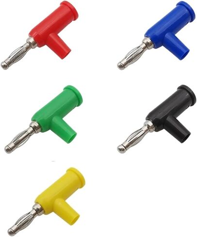 4mm Stackable Banana Connector Solderless Screw Locking Banana Plugs Male Electrical Test Connector Adaptor T-Shape(Black,5Pcs) in Saudi Arabia