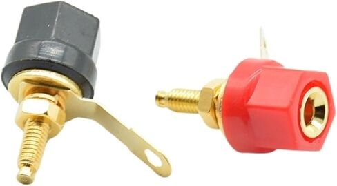 2pcs/lot 4mm Banana Socket Nickel Plated Binding Post Nut Banana Jack Connector Red Black in Saudi Arabia