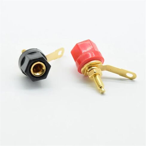 2pcs/lot 4mm Banana Socket Nickel Plated Binding Post Nut Banana Jack Connector Red Black in Saudi Arabia