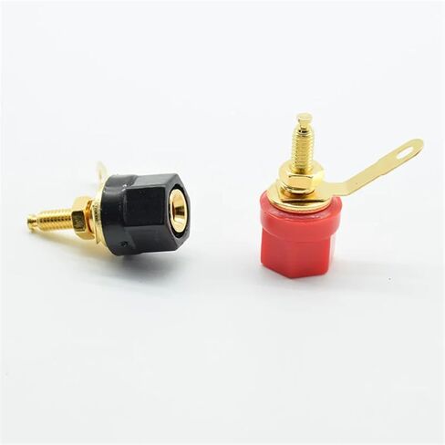 2pcs/lot 4mm Banana Socket Nickel Plated Binding Post Nut Banana Jack Connector Red Black in Saudi Arabia