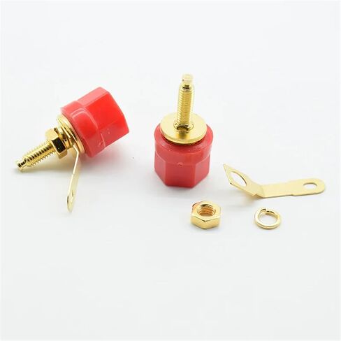 2pcs/lot 4mm Banana Socket Nickel Plated Binding Post Nut Banana Jack Connector Red Black in Saudi Arabia