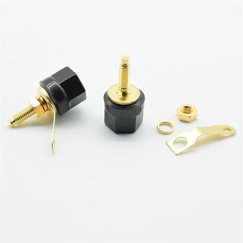 2pcs/lot 4mm Banana Socket Nickel Plated Binding Post Nut Banana Jack Connector Red Black in Saudi Arabia