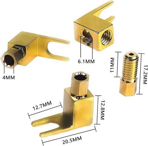 8pcs U Type Banana Plugs Brass Gold-Plated Speaker Plugs Audio Screw Fork Spade Connector Right Angle Banana Male Connector in Saudi Arabia