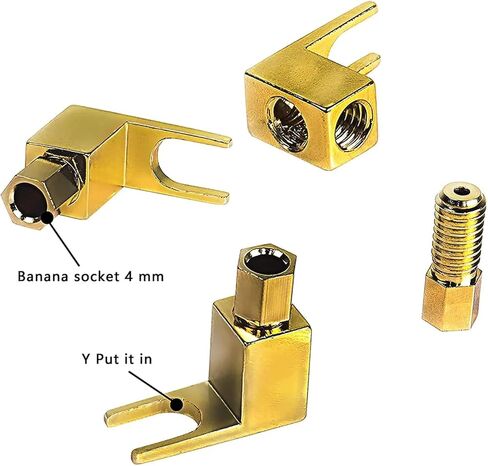 8pcs U Type Banana Plugs Brass Gold-Plated Speaker Plugs Audio Screw Fork Spade Connector Right Angle Banana Male Connector in Saudi Arabia