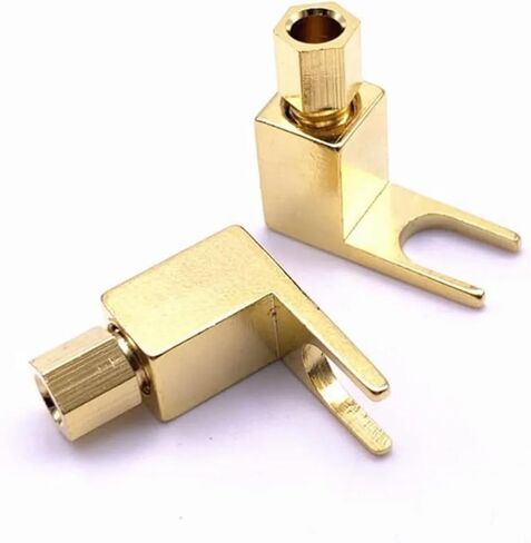 8pcs U Type Banana Plugs Brass Gold-Plated Speaker Plugs Audio Screw Fork Spade Connector Right Angle Banana Male Connector in Saudi Arabia