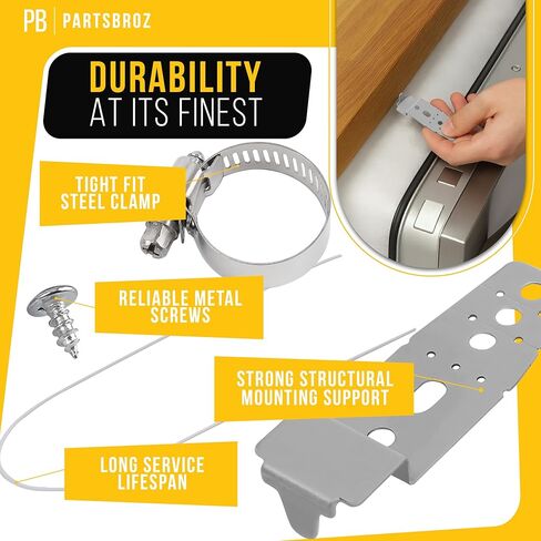 Lifetime 5001DD4001A Dishwasher Mounting Bracket by PartsBroz - Compatible LG - Replaces AP4438292 AH3525525 EA3525525 - Includes 2 Brackets, Hose Clamp, 2 Screws, 2 Wires - For Top and Side Mounting in Kuwait
