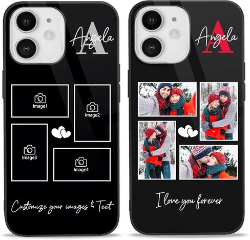 حافظات هاتف ذات صور شخصية من Easycosy لـ 17 16 15 11 12 13 14 Pro/Max/Mini XR X Xs Max مخصصة متعددة الصور حافظة iPhone للأصدقاء والعائلة وهدايا عيد الميلاد مخصصة للحماية الكاملة غطاء TPU in Kuwait