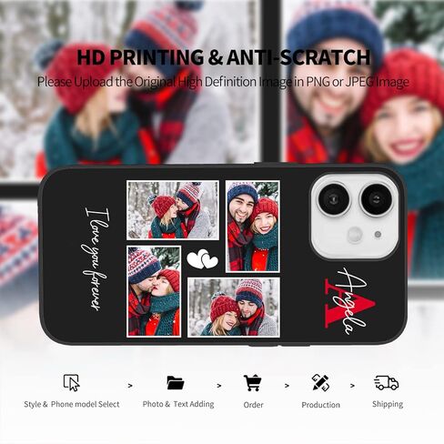 حافظات هاتف ذات صور شخصية من Easycosy لـ 17 16 15 11 12 13 14 Pro/Max/Mini XR X Xs Max مخصصة متعددة الصور حافظة iPhone للأصدقاء والعائلة وهدايا عيد الميلاد مخصصة للحماية الكاملة غطاء TPU in Kuwait