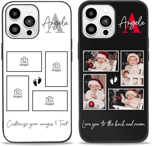 حافظات هاتف ذات صور شخصية من Easycosy لـ 17 16 15 11 12 13 14 Pro/Max/Mini XR X Xs Max مخصصة متعددة الصور حافظة iPhone للأصدقاء والعائلة وهدايا عيد الميلاد مخصصة للحماية الكاملة غطاء TPU in Kuwait