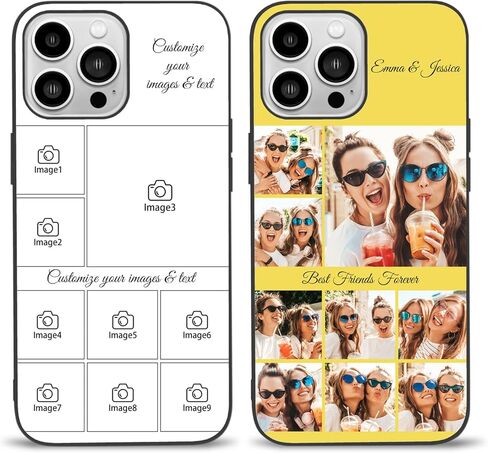 حافظات هاتف ذات صور شخصية من Easycosy لـ 17 16 15 11 12 13 14 Pro/Max/Mini XR X Xs Max مخصصة متعددة الصور حافظة iPhone للأصدقاء والعائلة وهدايا عيد الميلاد مخصصة للحماية الكاملة غطاء TPU in Kuwait