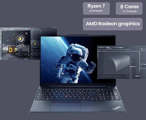 Lenovo ThinkPad E16 Business Laptop (16" FHD+ Display, AMD Ryzen 7 7730U (> Intel i7-1255U), 16GB RAM, 512GB SSD) Fingerprint, Backlit, FHD Webcam, Wi-Fi, Ethernet, Win 11 Pro w/ AI Copilot, Black in Saudi Arabia