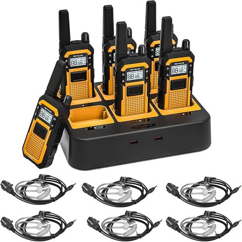 Retevis RB48 IP67 Waterproof & MIL-STD 810H Walkie Talkies(6 Pack) Bundle with Walkie-Talkie Earpiece(6 Pack), Shockproof-Heavy-Duty 2 Way Radio, 20hr Battery, Easily Operated with Gloves in Saudi Arabia
