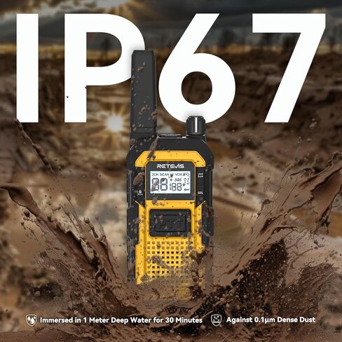 Retevis RB48 IP67 Waterproof & MIL-STD 810H Walkie Talkies(6 Pack) Bundle with Walkie-Talkie Earpiece(6 Pack), Shockproof-Heavy-Duty 2 Way Radio, 20hr Battery, Easily Operated with Gloves in Saudi Arabia