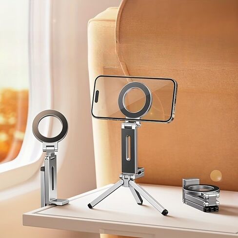 Portable Magnetic Phone Holder, Foldable Design with 360° Rotation, Strong Suction Cup & Clip in Saudi Arabia