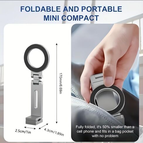 Portable Magnetic Phone Holder, Foldable Design with 360° Rotation, Strong Suction Cup & Clip in Saudi Arabia